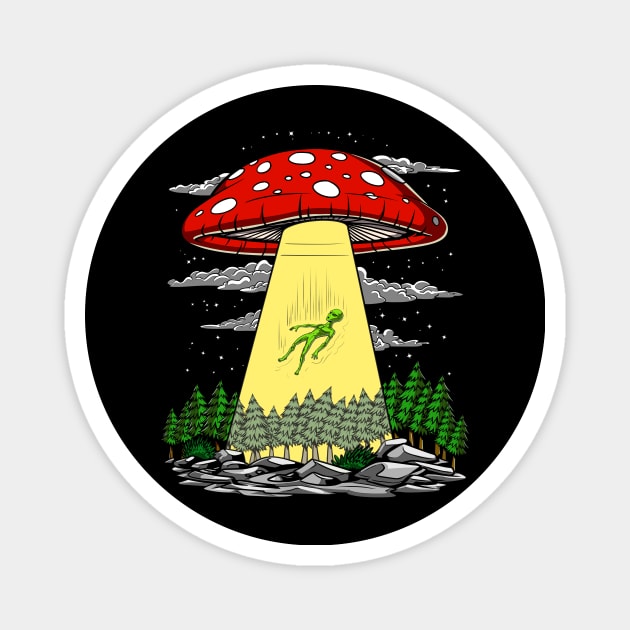 Magic Mushrooms Alien Abduction Magnet by underheaven